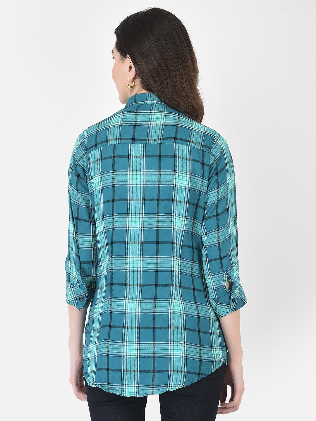 Carolina Blue Checked Shirt - Women Shirts