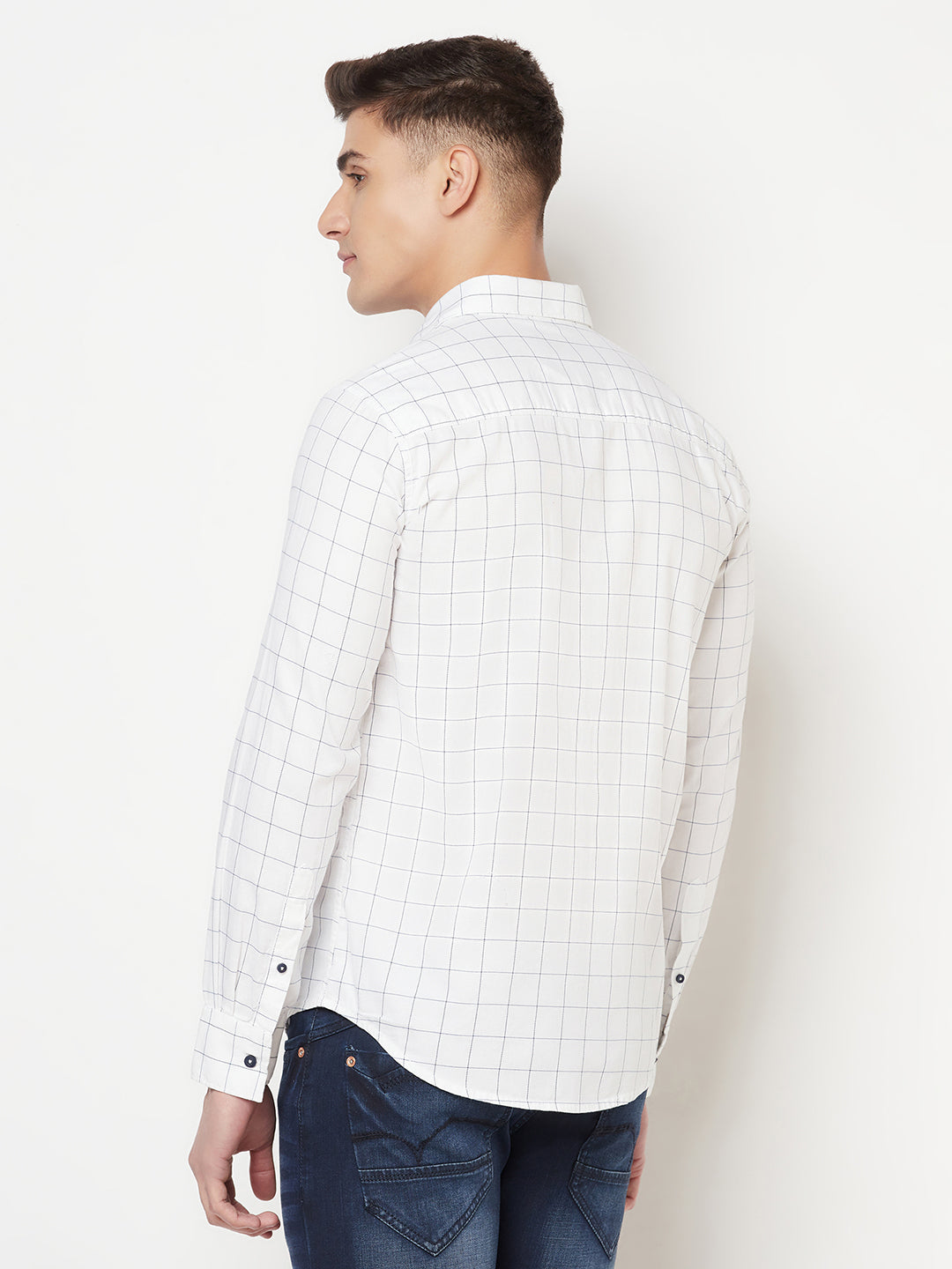 White Graph Checked Shirt - Men Shirts