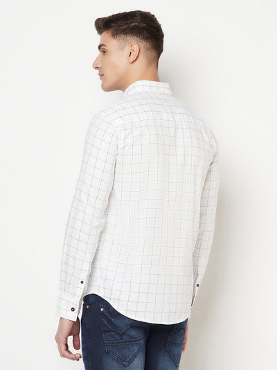 White Graph Checked Shirt - Men Shirts