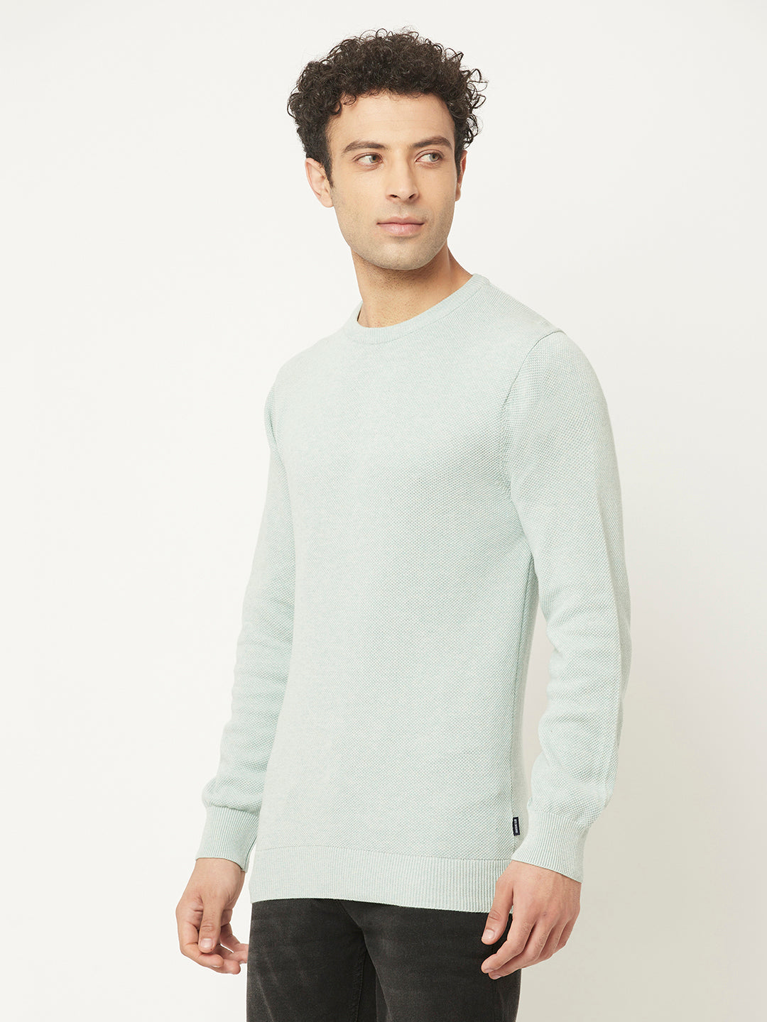 Mint Green Sweater in Pure Cotton-Men Sweaters-Crimsoune Club