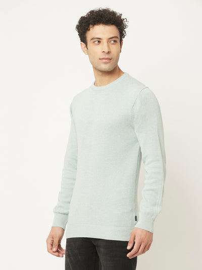 Mint Green Sweater in Pure Cotton-Men Sweaters-Crimsoune Club
