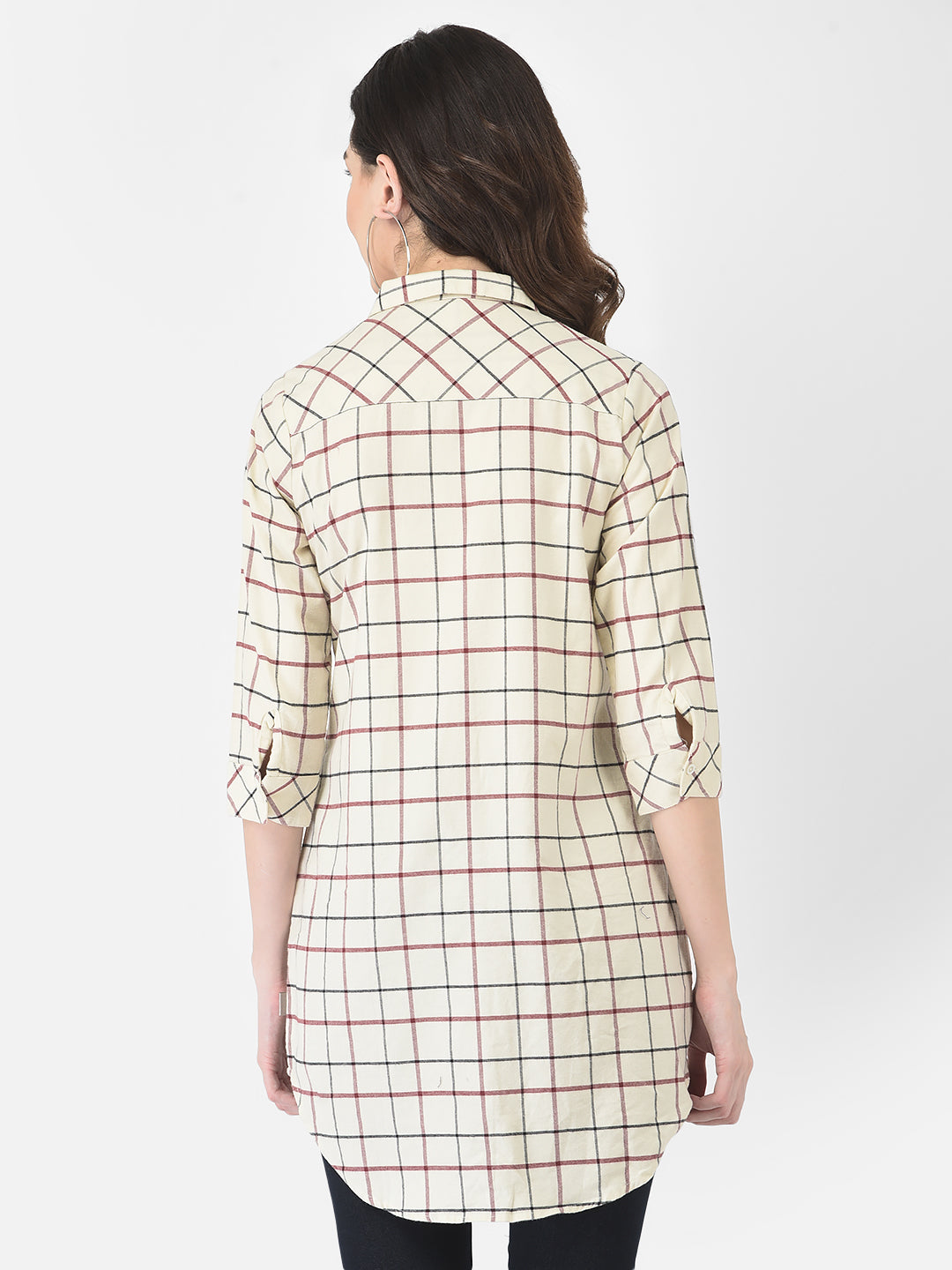 Beige Tattersall Checked Shirt - Women Shirts