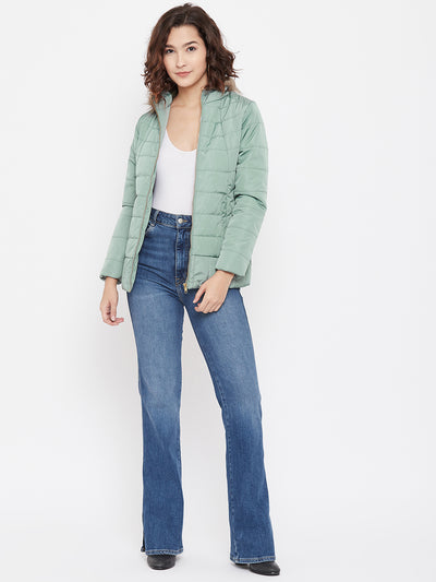 Mint Green Hooded Jacket - Women Jackets