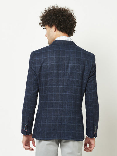  Navy Blue Checkered Blazer