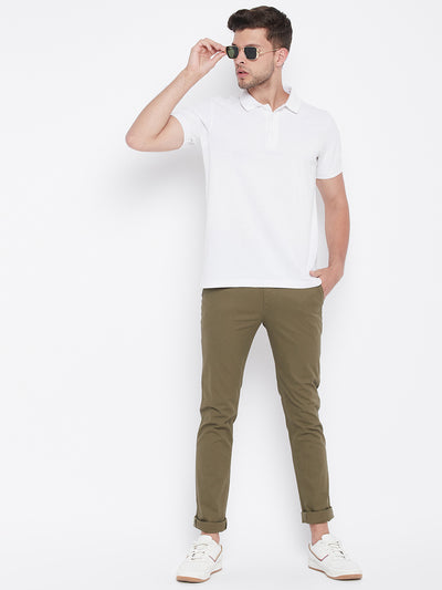 Beige Slim Fit Trousers - Men Trousers