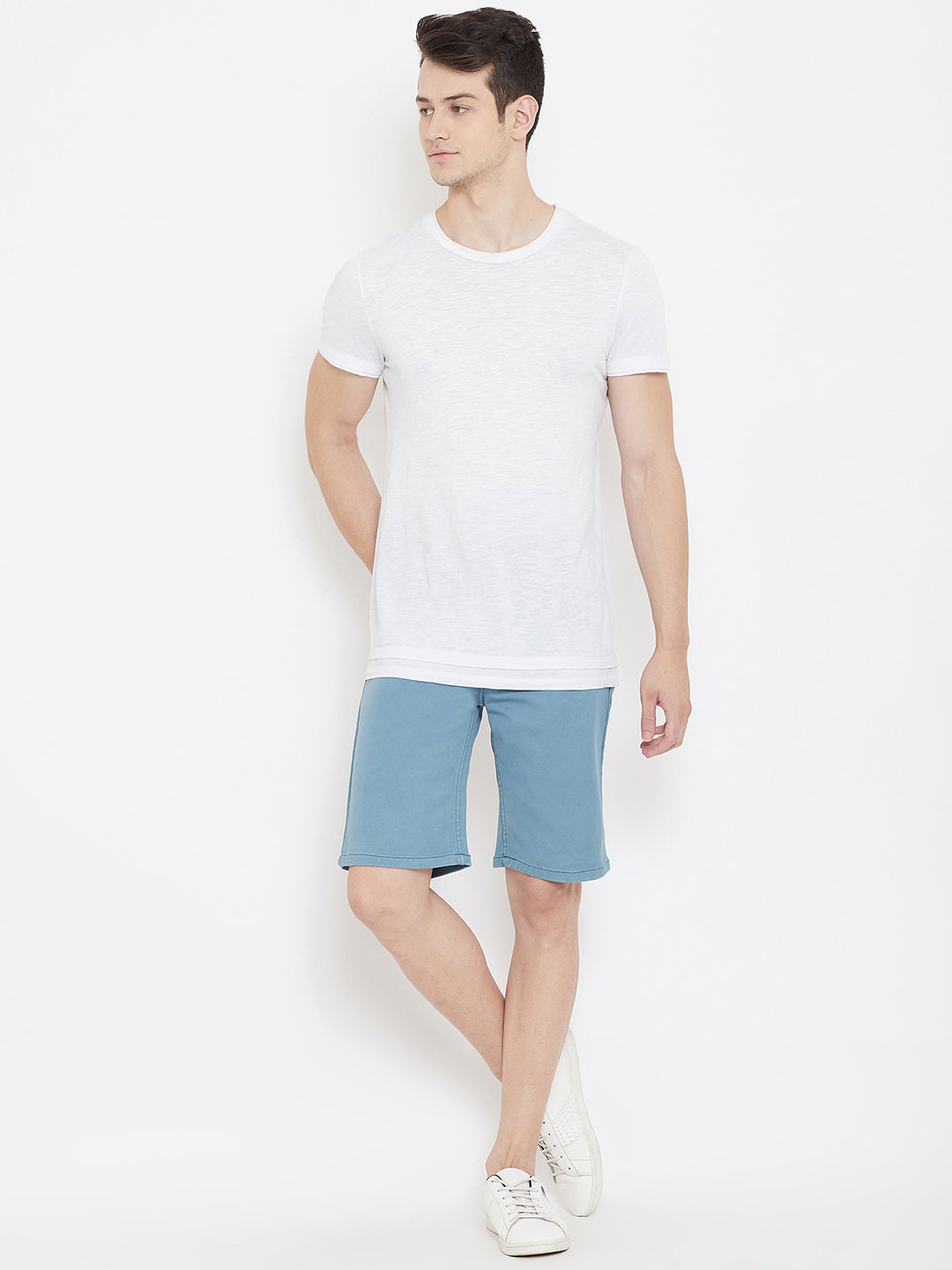 Blue Slim Fit Shorts - Men Shorts