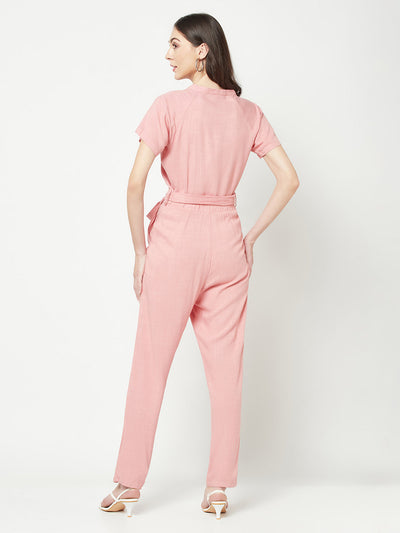  Salmon V-Neck Jumpsuit