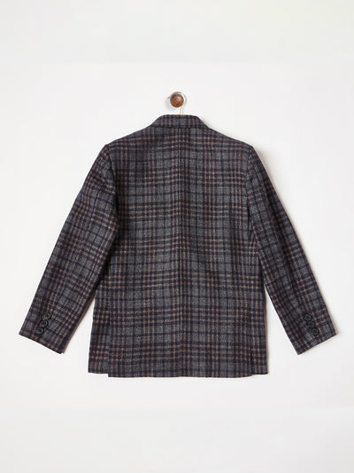 Blue Checked Single Breasted Blazer - Boys Blazer