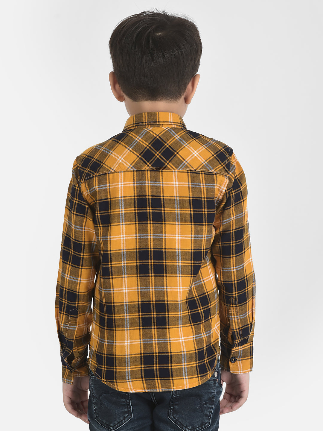 Mustard Yellow Checked Shirt-Boys Shirts-Crimsoune Club