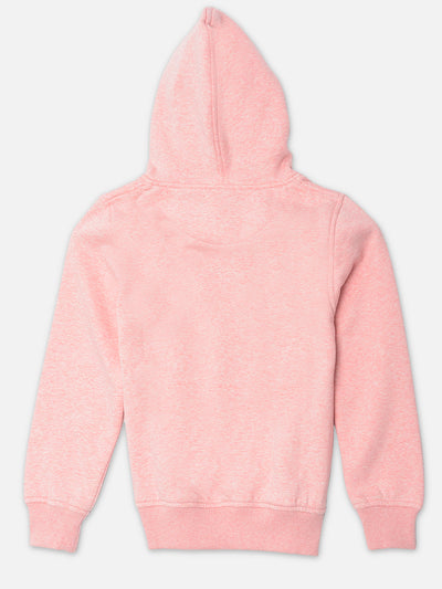 Girls Pink Printed Hooded Sweatshirt - Girls Sweatshirts