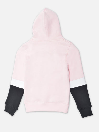 Pink Colourblocked Hooded Sweatshirt - Girls Sweatshirts