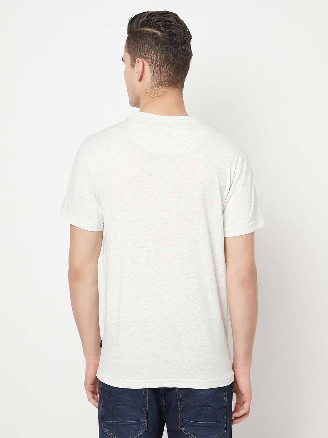 White Colourblocked Round Neck T-Shirt - Men T-Shirts