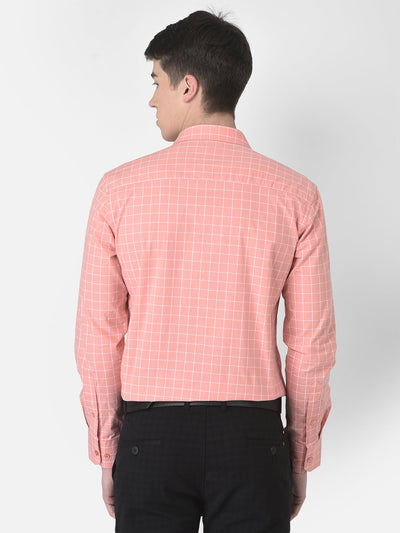  Peach Graph Checked Shirt