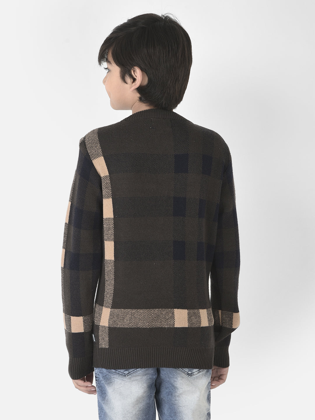  Dual-Tone Checkered Sweater