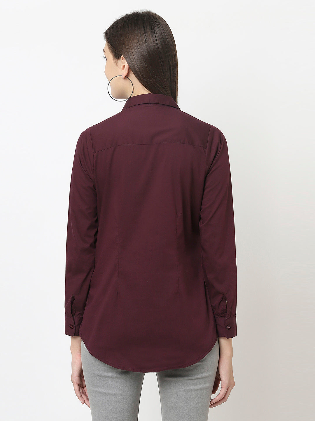 Maroon Button-Down Shirt with Gloss Effect