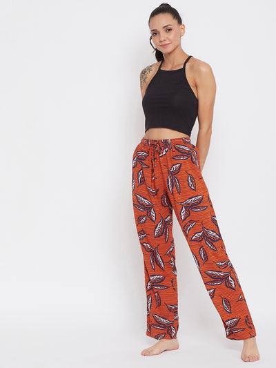 Orange Floral Lounge Pants - Women Lounge Pants