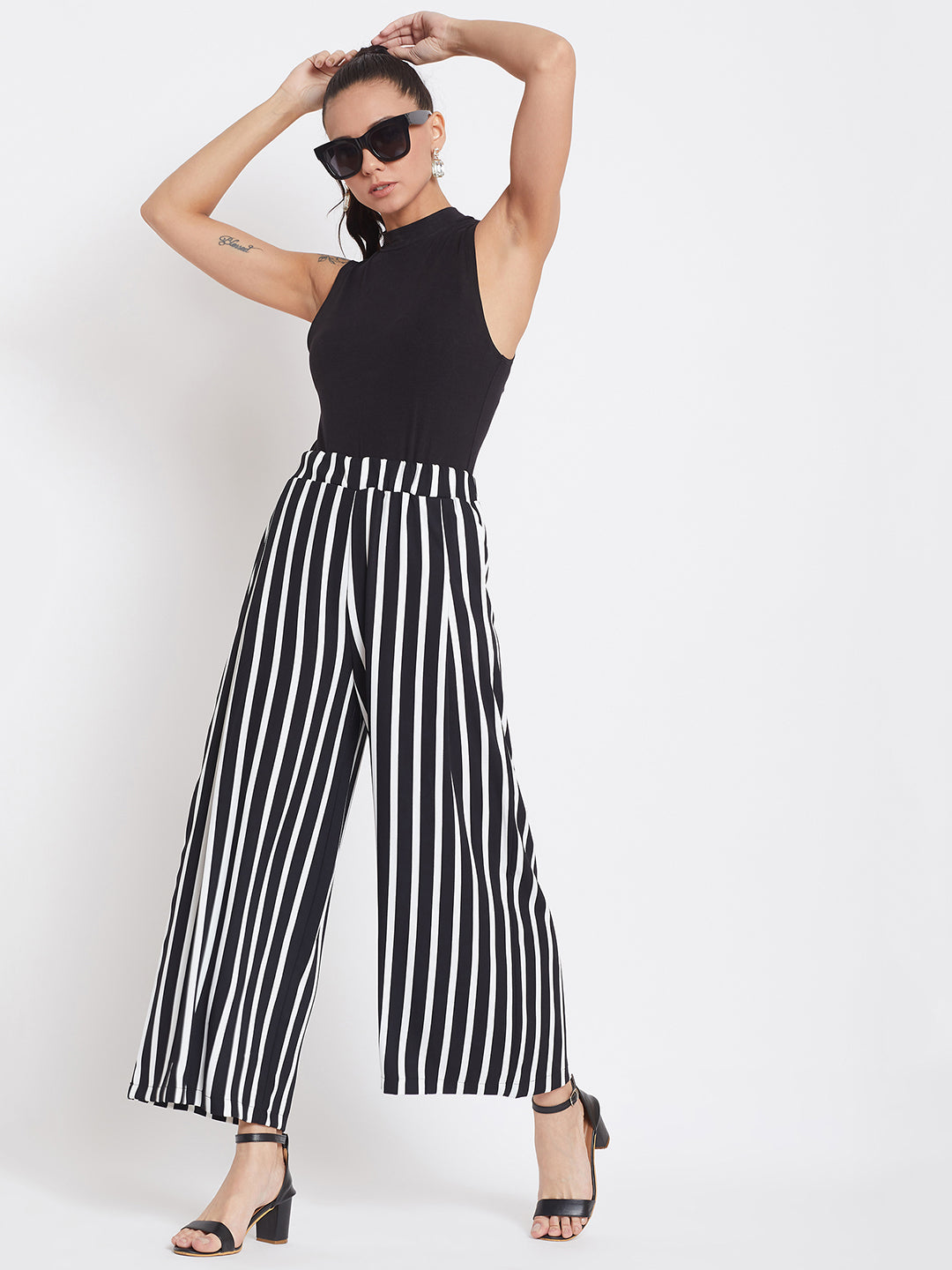 Striped Flared Culottes - Women Trousers