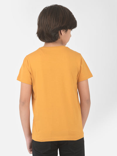 Mustard Printed Round Neck T-shirt - Boys T-Shirts