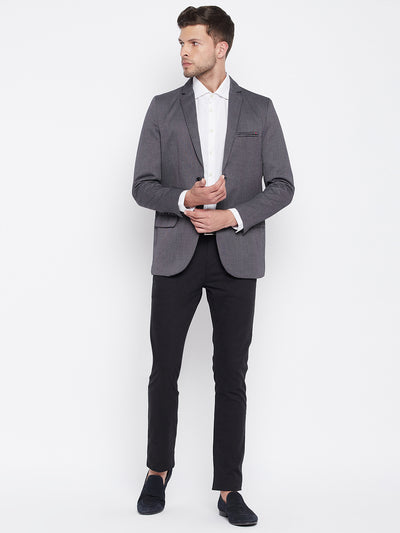 Grey Notched Lapel Blazer - Men Blazers