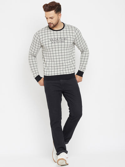 Grey Checked Sweatshirt - Men Sweatshirts