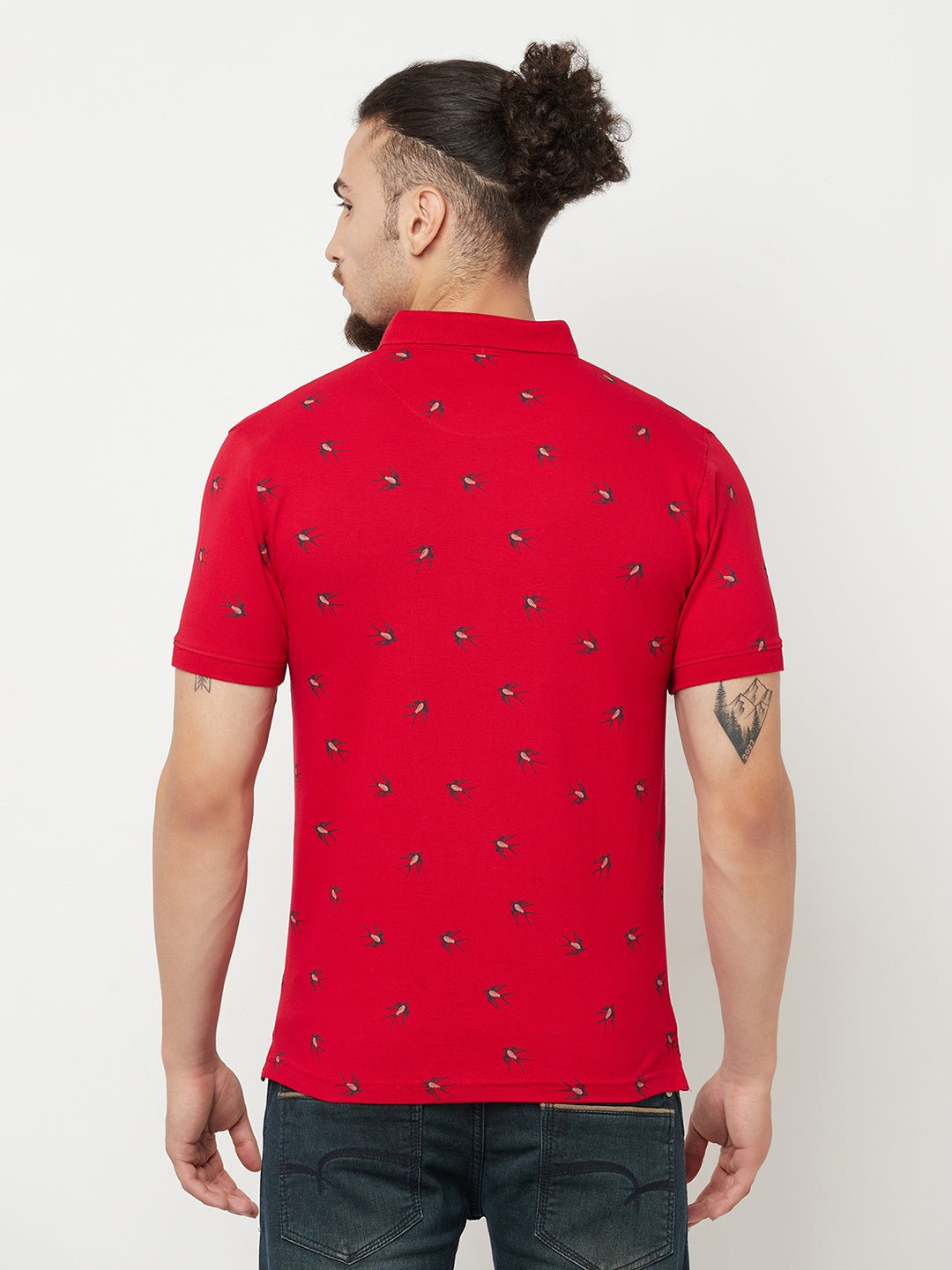 Red Printed Polo T-Shirt - Men T-Shirts