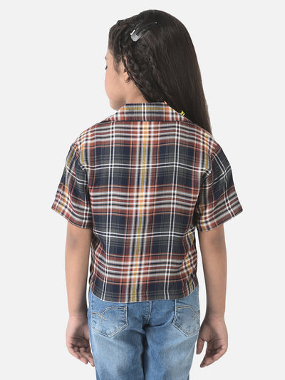  Multi-Colour Cropped Shirt with Tartan Checks 
