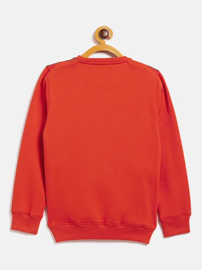 Orange Printed Round Neck Sweatshirt - Boys Sweatshirts