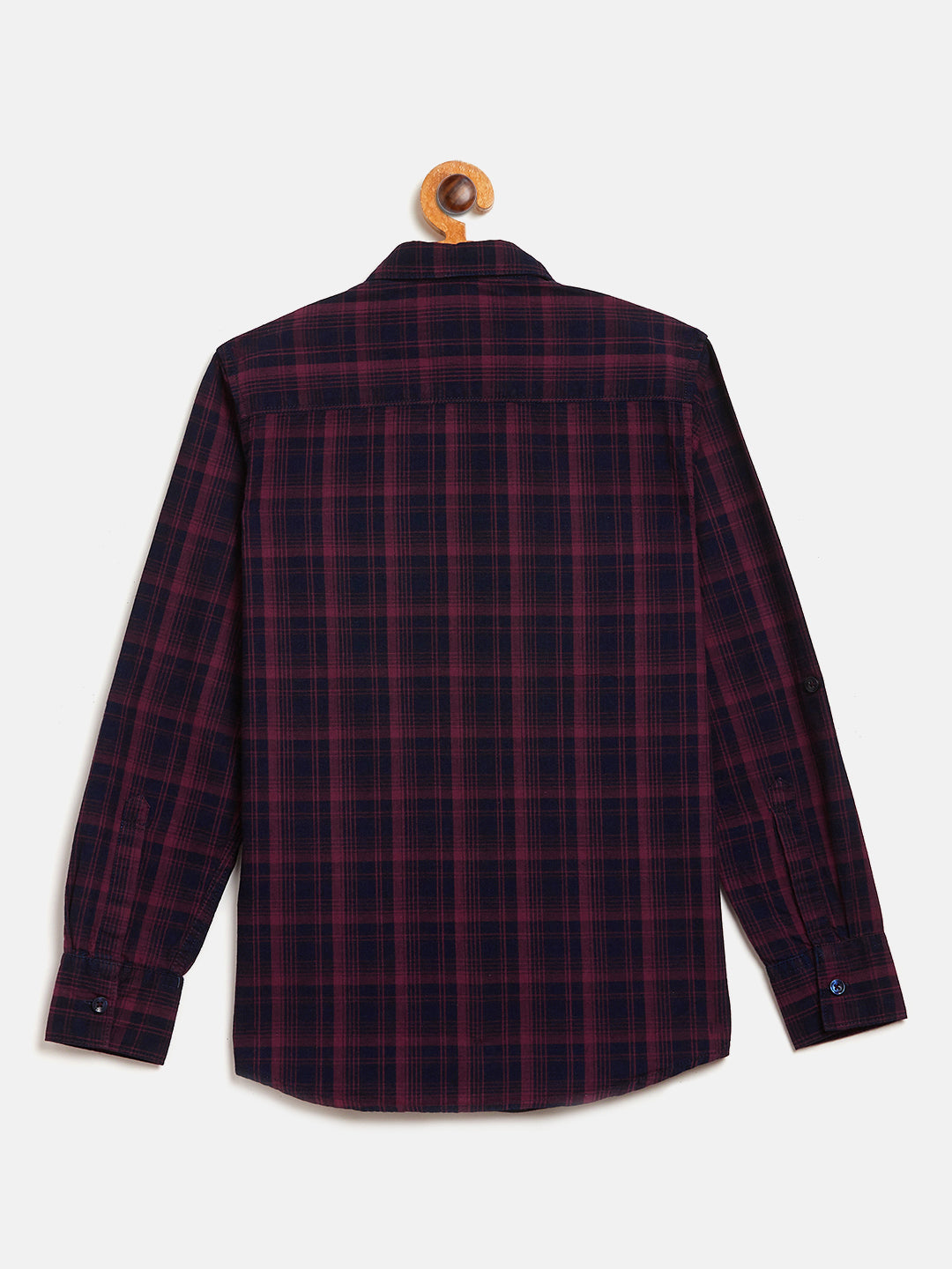 Navy Blue Checked Full Sleeves Shirt - Boys Shirts