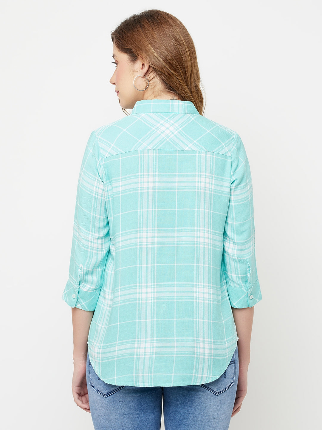 Green Checked Casual Shirt - Women Shirts