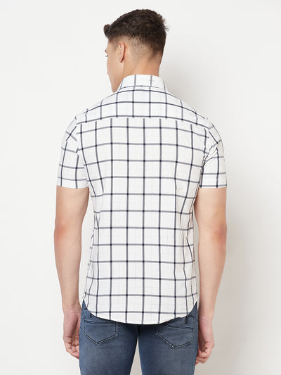 White Graph Checked Shirt - Men Shirts