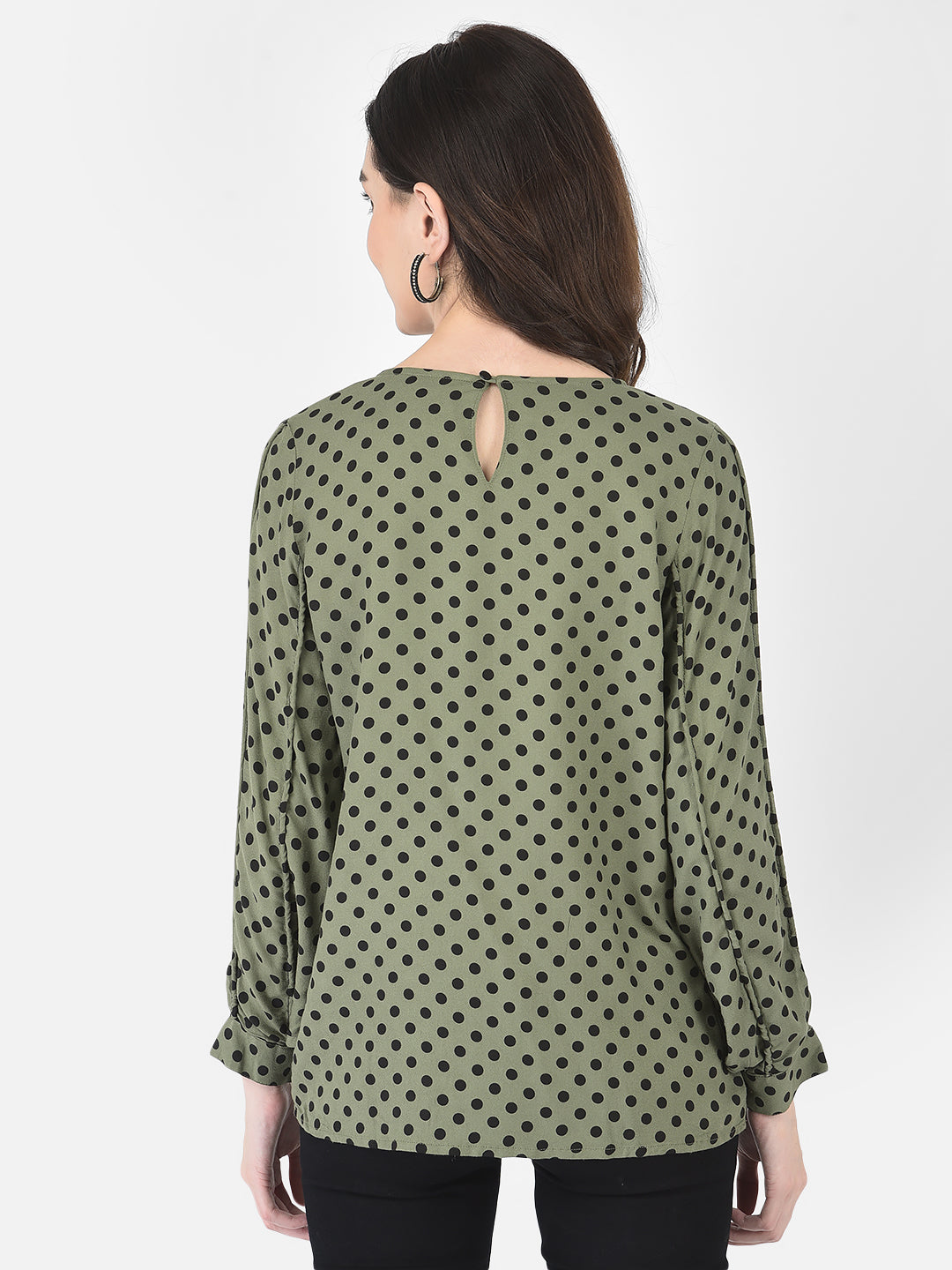 Olive Polka Top - Women Tops