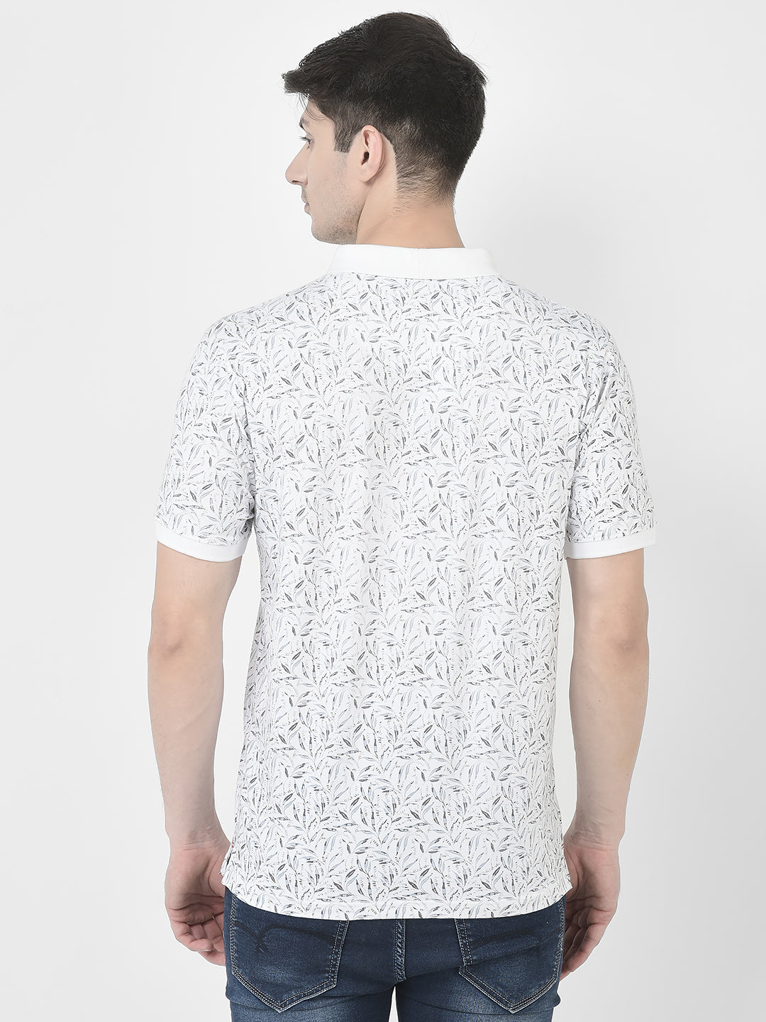  Floral White Polo T-Shirt