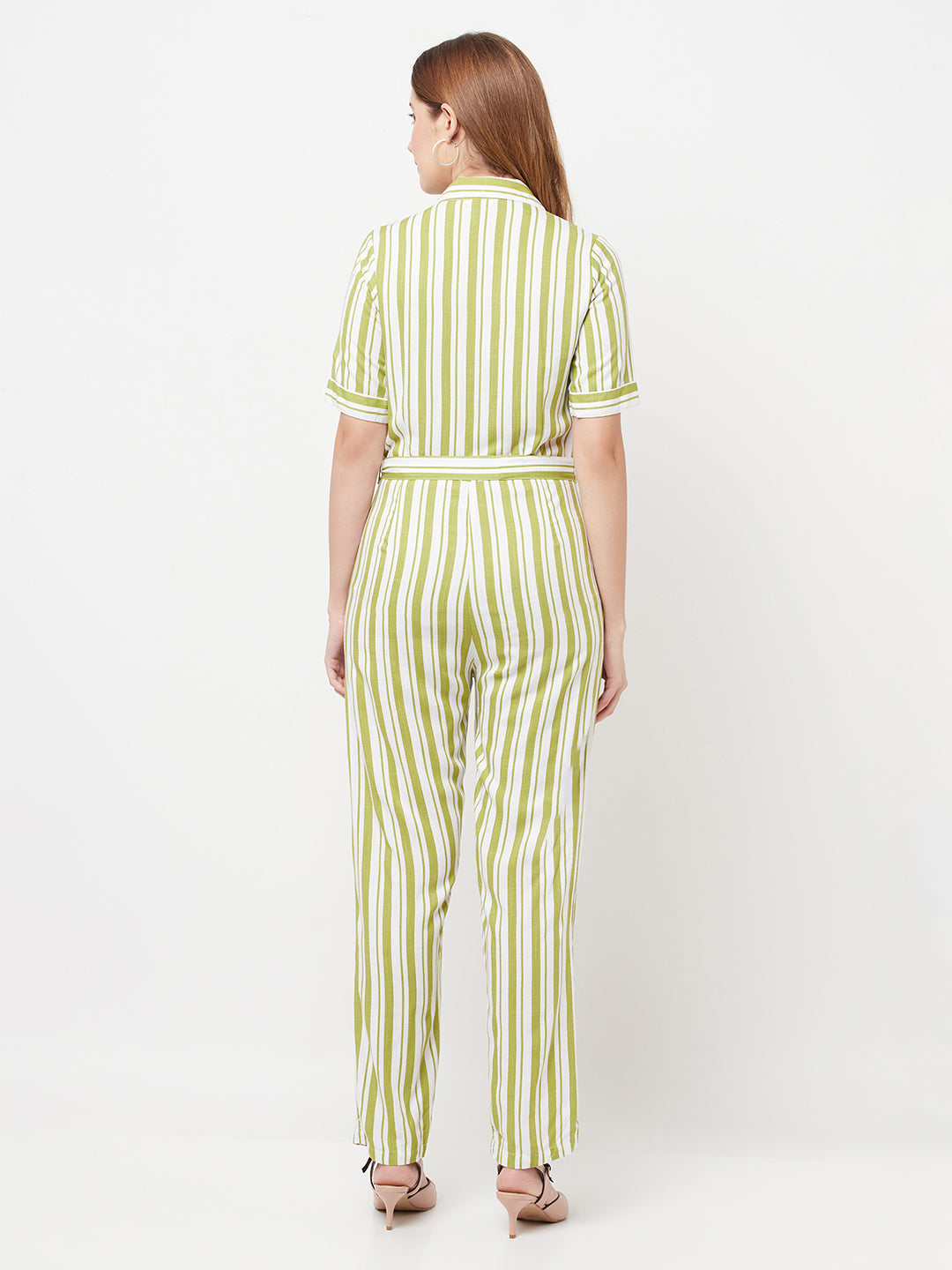 Green Striped Jumpsuit - Women Jumpsuits