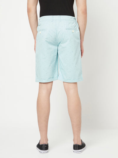 Mint Green Printed Shorts - Men Shorts