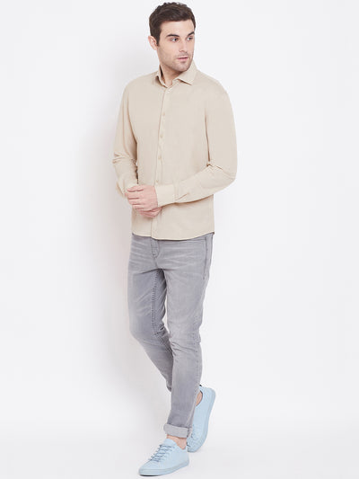 Beige Formal Shirt - Men Shirts