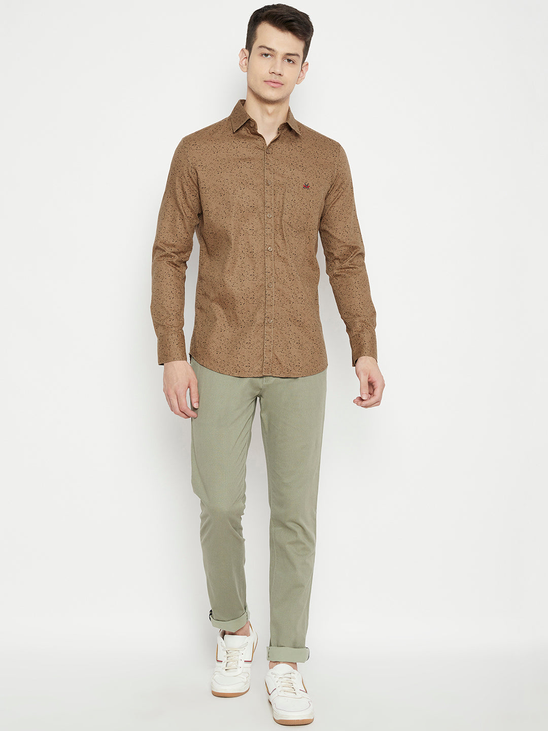 Brown Printed Slim Fit shirt - Men Shirts