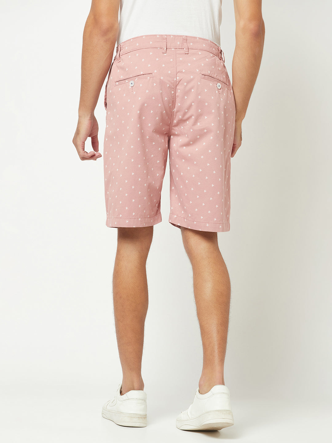 Salmon Pink Graphic Print Chino Shorts