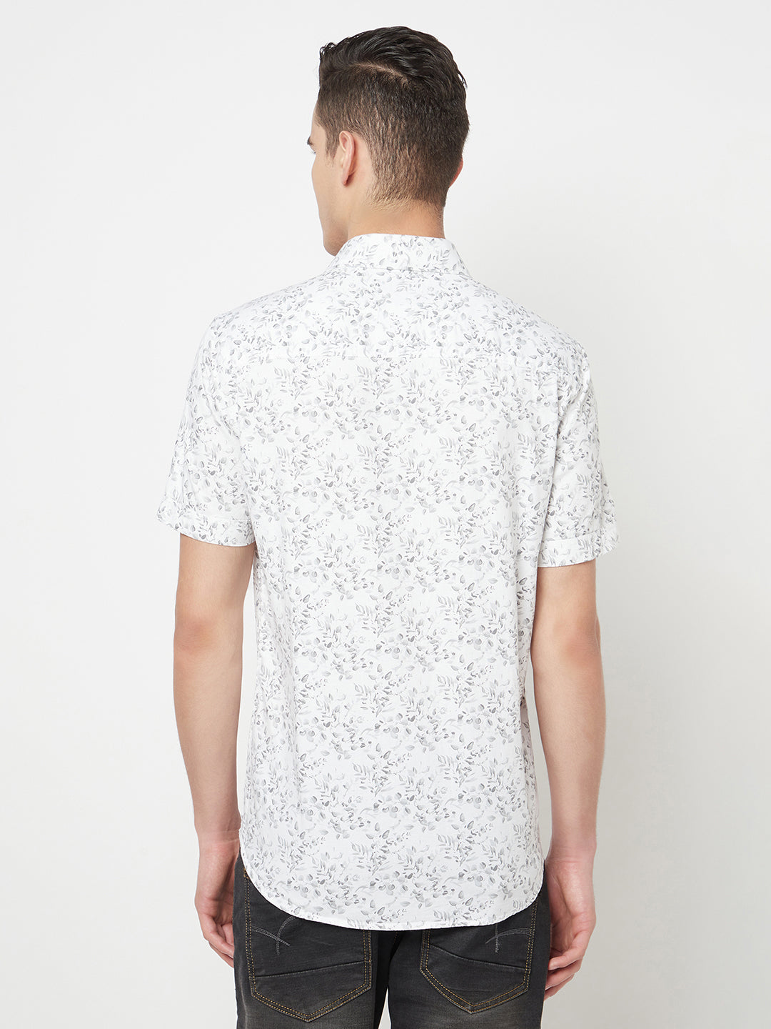 White Floral Printed Shirt - Men Shirts