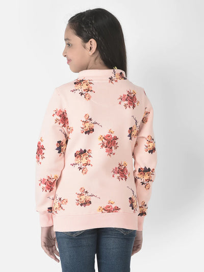  Baby Peach Floral Print Sweatshirt