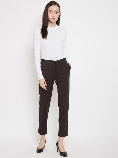 Brown Slim fit Chinos - Women Trousers