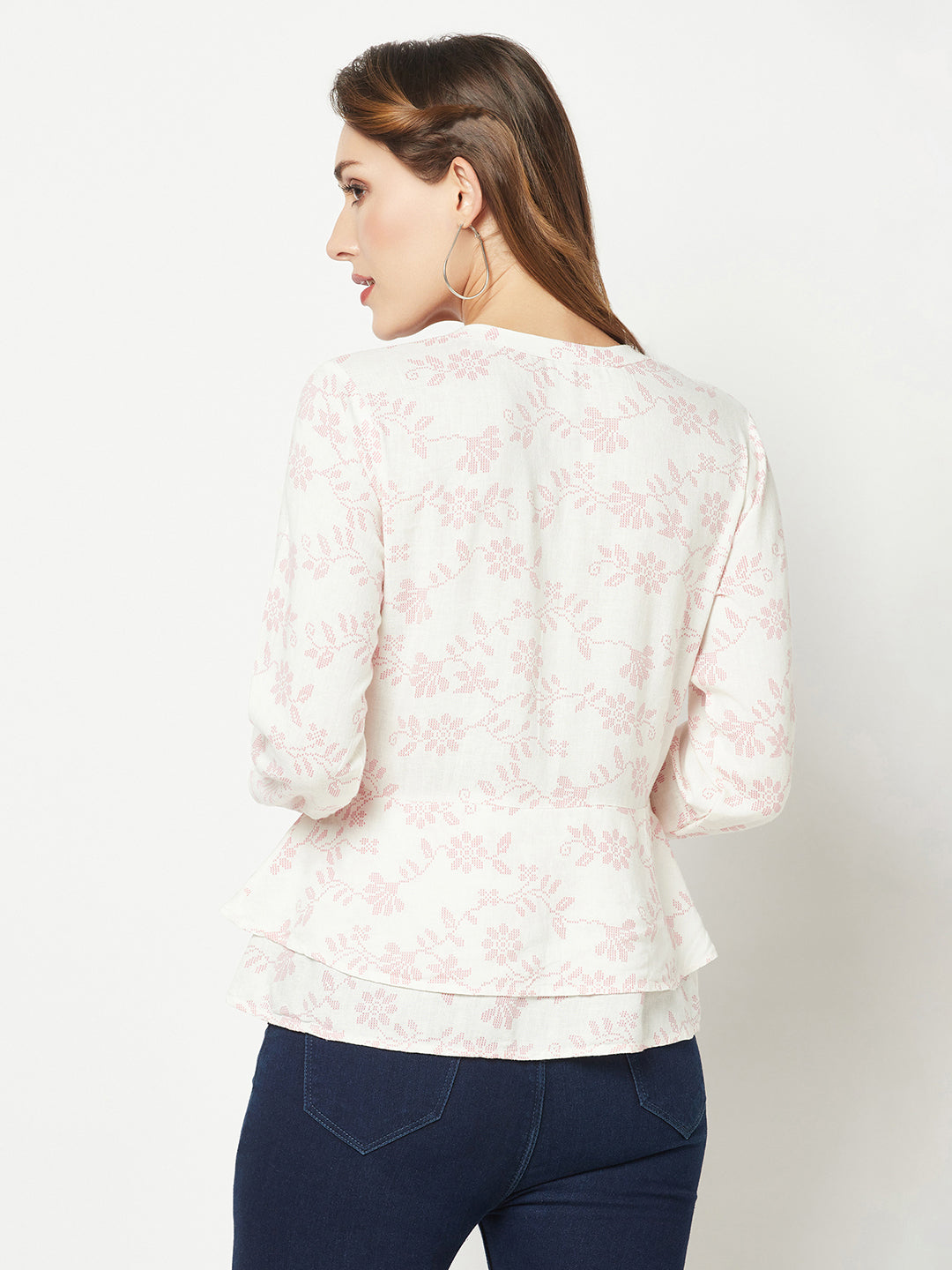  Pink Floral Flare Shirt 