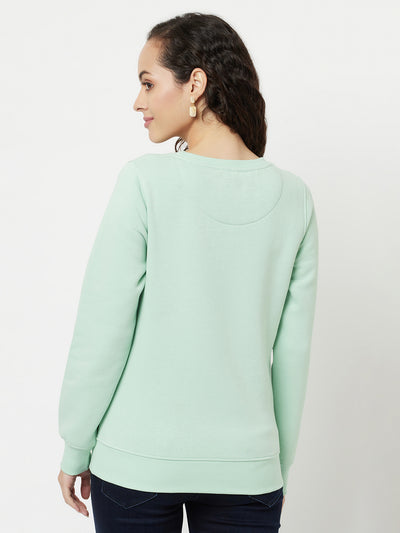 Mint Green Sweatshirt-Women Sweatshirts-Crimsoune Club