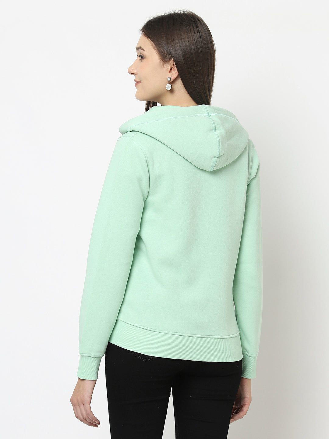 Mint Green Open-Front Sweatshirt with Zip Closure