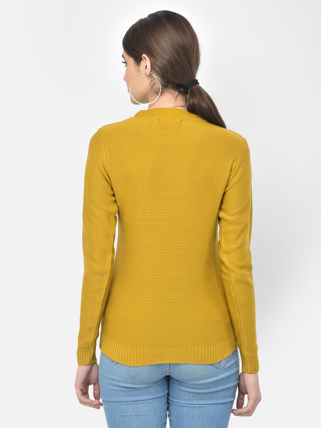 Mustard Round Neck Sweater - Women Sweaters