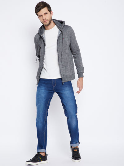 Grey Hooded Sweatshirt - Men Sweatshirts