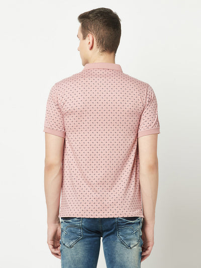  Pink Geometric Polo T-Shirt