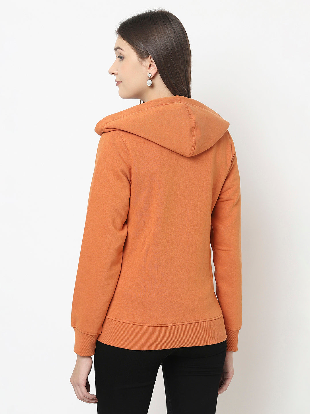 Orange Sweatshirt with Open Front 