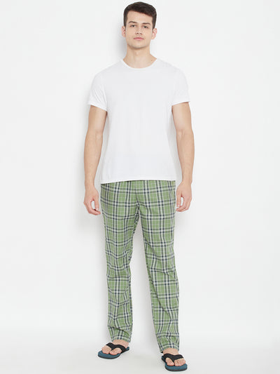 Green Checked Smart Fit Lounge Pants - Men Lounge Pants