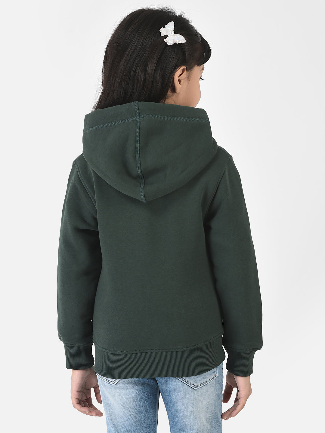 Dark Green Sweatshirt with Zip Enclosure 