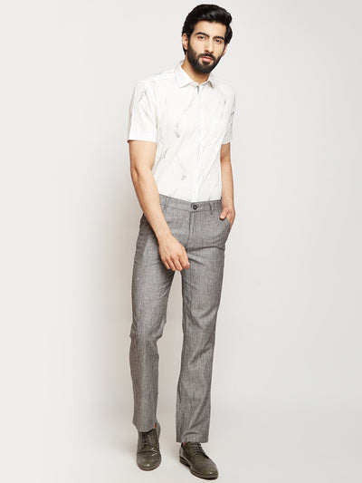 Grey Slim Fit Trousers - Men Trousers